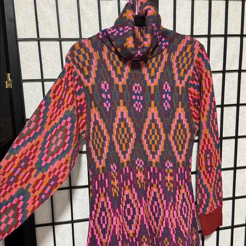 Farm Rio Tapestry scarf knit long sleeve dress size L - Picture 7 of 11